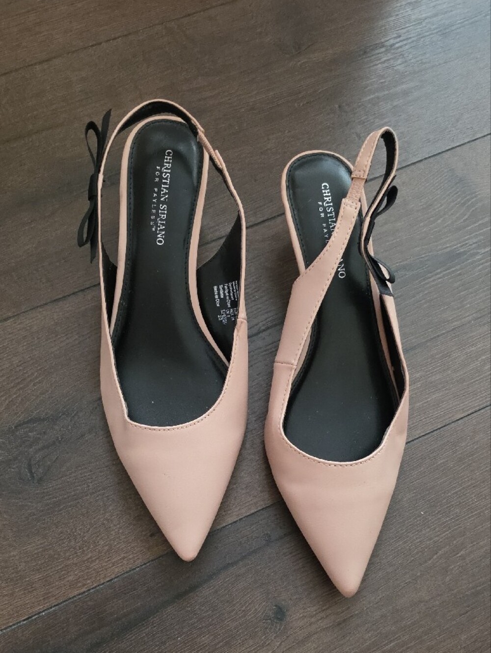 Christian Siriano Blush Pink Pointed Slingback Pumps Kitten Heel - Picture 2 of 9
